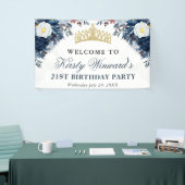 Blaue und weiße Winter Blume Geburtstag Banner (Messeveranstaltung)