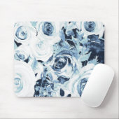 Blaue und weiße Winter-Rose Vintag Mousepad (Mit Mouse)