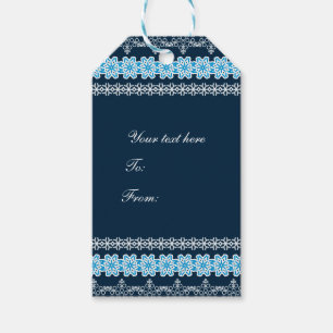 Blaue und weiße Winter-Spitze Elegante Holiday-Par Geschenkanhänger