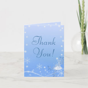 Blaue und Weiße Winterhochzeit Danke