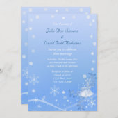 Blaue und weiße Winterhochzeit Einladung (Vorne/Hinten)