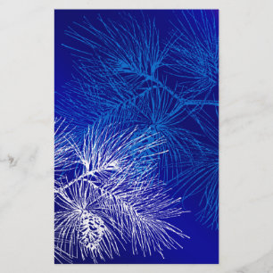 Blaue und weiße Winterkiefer Briefpapier