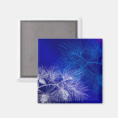 Blaue und weiße Winterkiefer Magnet (Vorderseite/Rückseite)