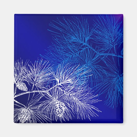 Blaue und weiße Winterkiefer Magnet (Vorne)