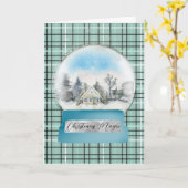 Blaue und weiße Winterlandschaft Schneeglobe Weihn Karte (Gelbe Blume)