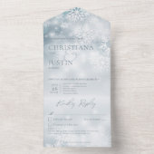 Blaue und weiße Winterschnee Moderne Details All In One Einladung (Innen Boden)