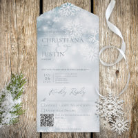 Blaue und weiße Winterschnee Moderner QR-Code
