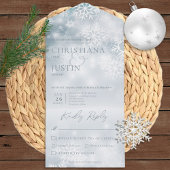 Blaue und weiße Winterschnee Modernes Abendessen All In One Einladung