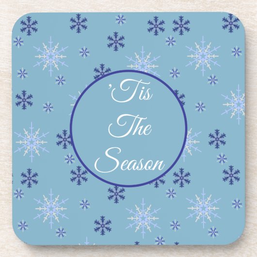 Blaue und weiße Winterschneeflocke Getränkeuntersetzer (Vorderseite)