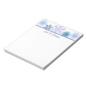 Blaue und weiße Winterschneeflocken | Gewohnter Ur Notizblock (Rotiert)