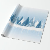 Blaue und weiße Winterwald-Grundierung Geschenkpapier (Ungerollt)