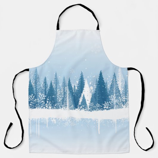 Blaue und weiße Winterwald-Grundierung Schürze (Vorderseite)