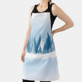 Blaue und weiße Winterwald-Grundierung Schürze (InSitu)