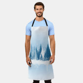 Blaue und weiße Winterwald-Grundierung Schürze (Getragen)