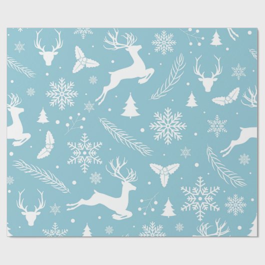 Blaue und weiße Winterwunder Geschenkpapier (Flach)