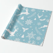 Blaue und weiße Winterwunder Geschenkpapier (Ungerollt)