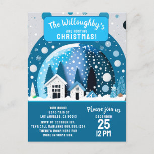 Blaue und weiße Winterwunderlandhäuser - Schneeglo Postkarte