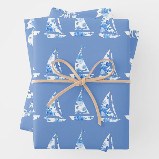 Blaue und weiße Wrapping Sheets Geschenkpapier Set (Beispiel)