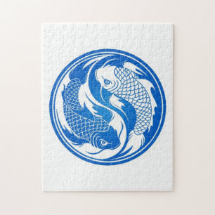Blaue und weiße Yin Yang Koi Fische Puzzle