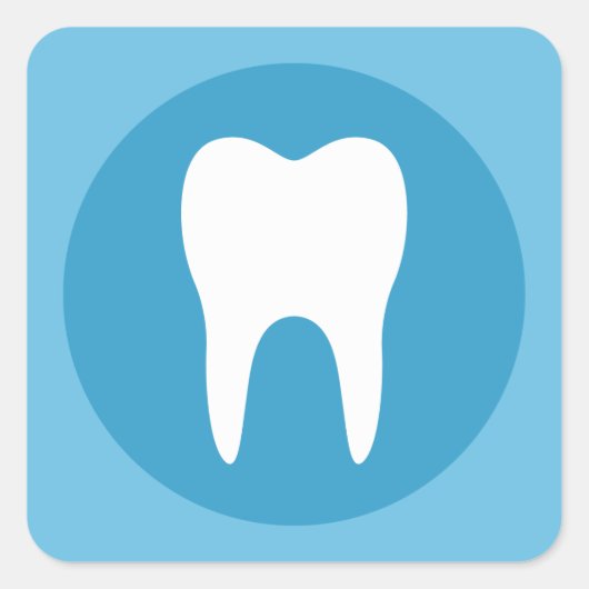 Blaue und weiße Zahnlogos Zahnarzt moderne Zahnmed Quadratischer Aufkleber (Vorderseite)