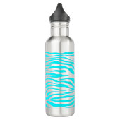 Blaue und weiße Zebrastreifen Edelstahlflasche (Links)