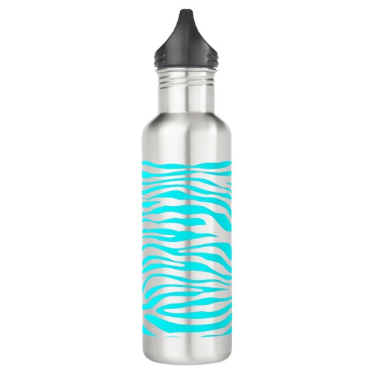 Blaue und weiße Zebrastreifen Edelstahlflasche (Links)
