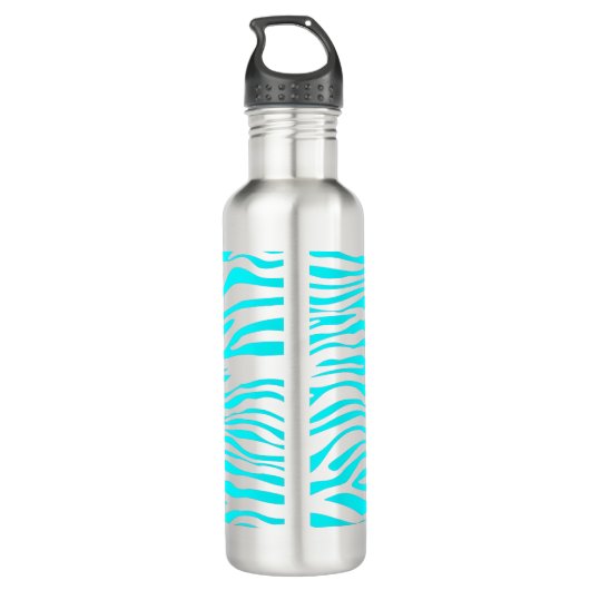 Blaue und weiße Zebrastreifen Edelstahlflasche (Rückseite)