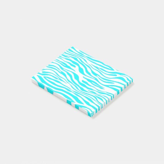 Blaue und weiße Zebrastreifen Post-it Klebezettel (angewinkelt)