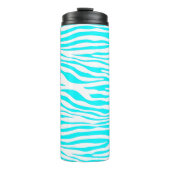 Blaue und weiße Zebrastreifen Thermosbecher (Vorderseite)