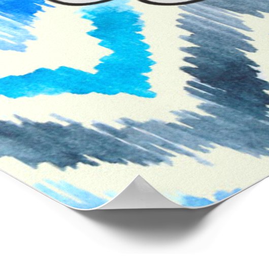 Blaue und weiße Zickzack ermutigende Worte Poster (Ecke)