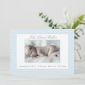 Blaue und weiße Zickzack Geburtshilfeverkündung Ankündigung (Stehend Vorderseite)