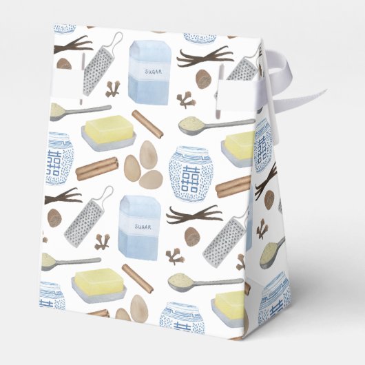 Blaue und weiße Zuhause gebackene Kekse oder Kuche Geschenkschachtel (Rückseite)