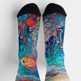 BLAUE UNDERWASSER MEERESWELT SOMMER GLÜCKLICH. SOCKEN