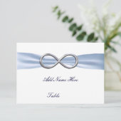 Blaue Unendlichkeit Hochzeitstisch Platzkarte (Stehend Vorderseite)