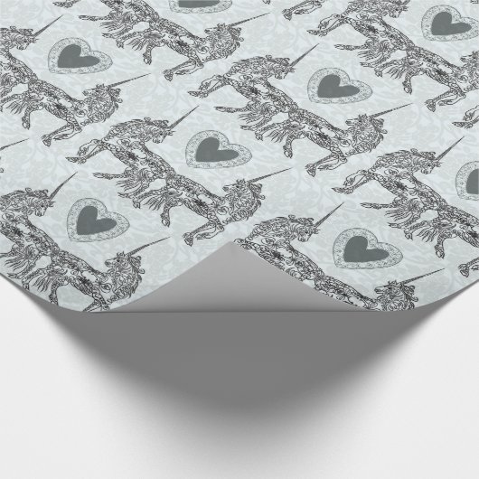 Blaue Unicorn-Liebe Geschenkpapier (Ecke)