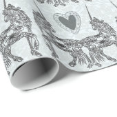 Blaue Unicorn-Liebe Geschenkpapier (Rolleneckpunkt)