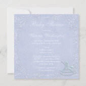 Blaue Unicorn-SchwingpferdeGlitzer-Baby-Dusche Einladung (Rückseite)