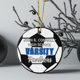 Blaue Universitäts-Fußball-Weihnachten an der High Keramik Ornament