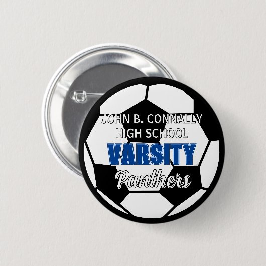 Blaue Universitäts-Fußballmannschaft Benutzerdefin Button (Vorne & Hinten)