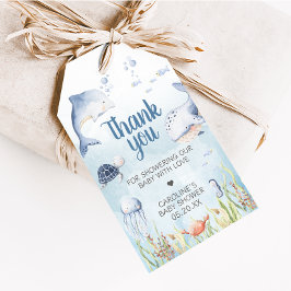 Blaue Unter-dem-Meer-Baby-Party-Geschenkanhänger Geschenkanhänger