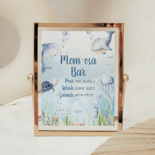 Blaue Unter-dem-Meer-Baby-Shower-Willkommensschild Poster