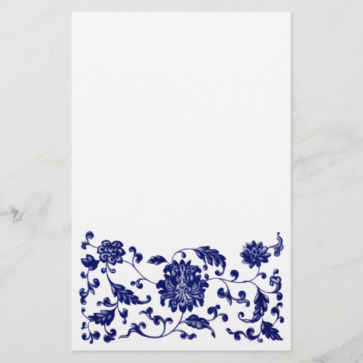 Blaue untere mit Blumengrenze Briefpapier (Vorderseite)