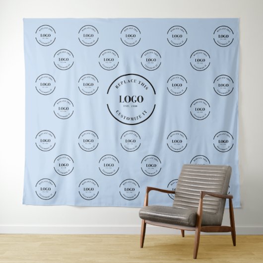 Blaue Unternehmenslogo-Hintergrund Instant Step-an Wandteppich (Beispiel (Horizontal))
