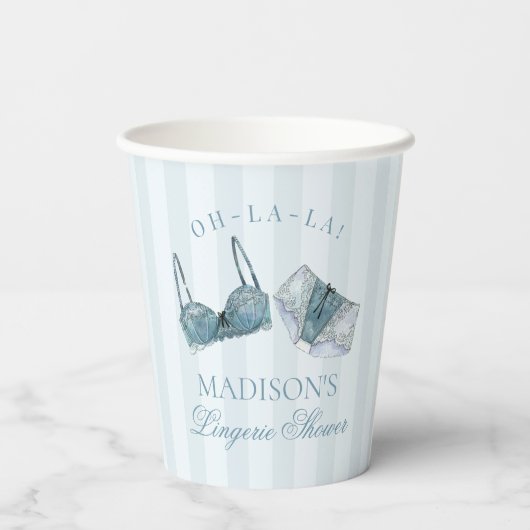 Blaue Unterwäsche Dusche Junggesellinnenabschied B Pappbecher (Rückseite)
