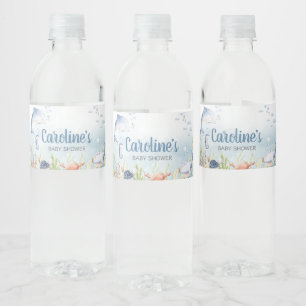 Blaue Unterwasser-Baby-Party Wasserflaschenetikett