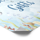Blaue Unterwasser-Duschbücher und Geschenke-Schild Poster (Ecke)