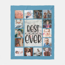 Blaue Väter Tag Foto Collage Fleece Blanket