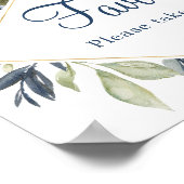 Blaue Vegetation verlasse goldenes Blattwerk Favor Poster (Ecke)