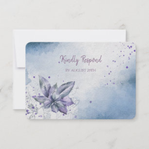 Blaue Veilchen Blumen Moderne Menü Hochzeit RSVP Karte