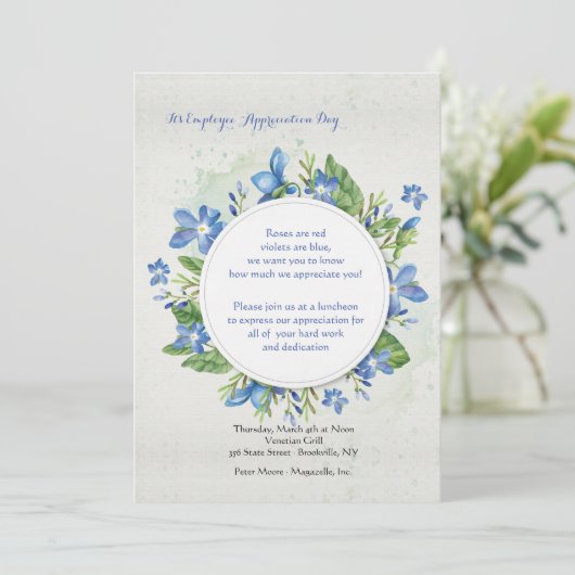 Blaue Veilchen-Einladung Einladung (Stehend Vorderseite)